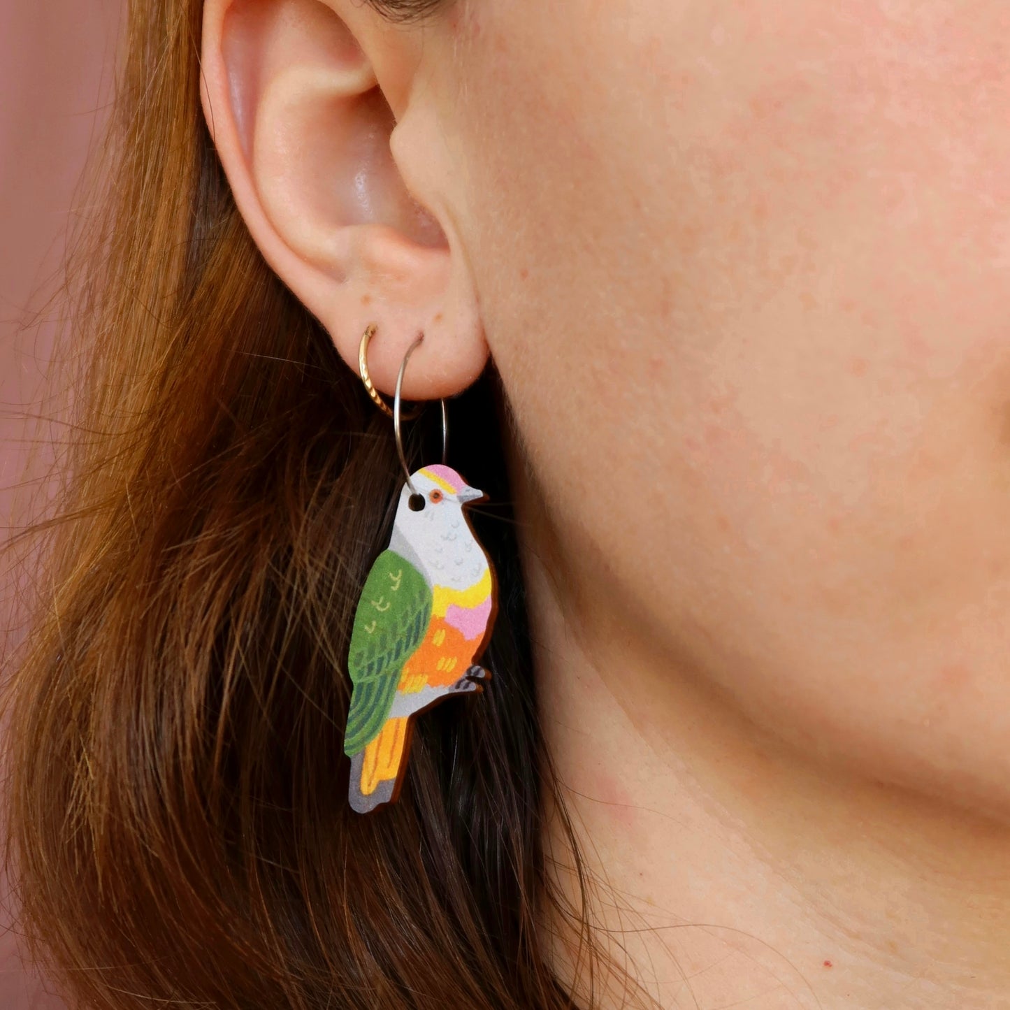 Rose Crowned Fruit Dove Australian Bird Earrings