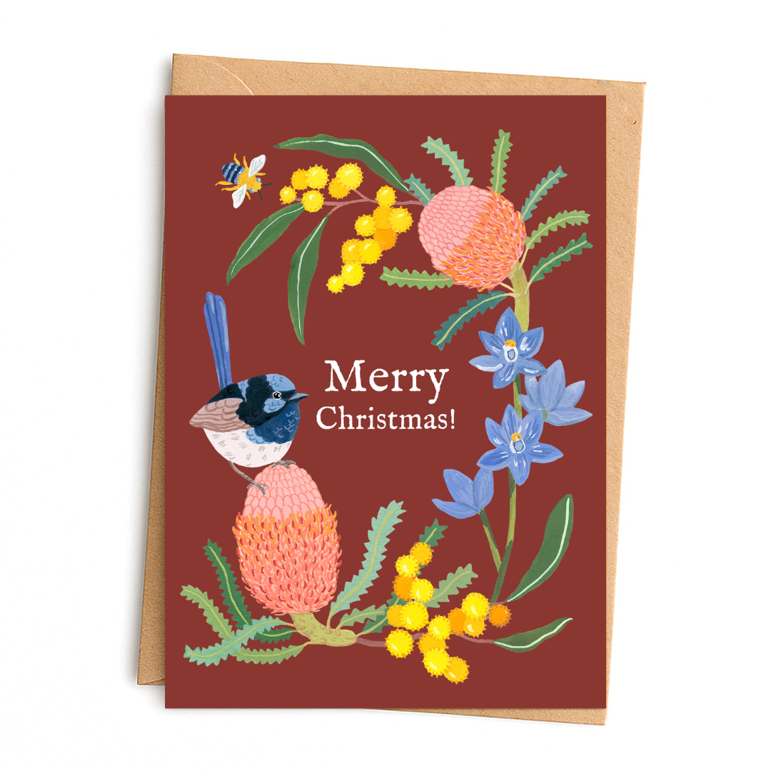 Merry Christmas Wren Greeting Card