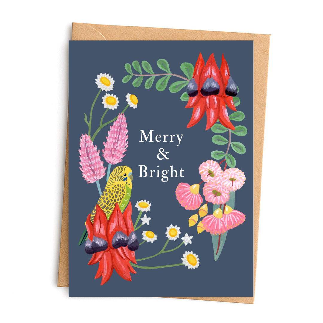 Budgie Christmas Greeting Card