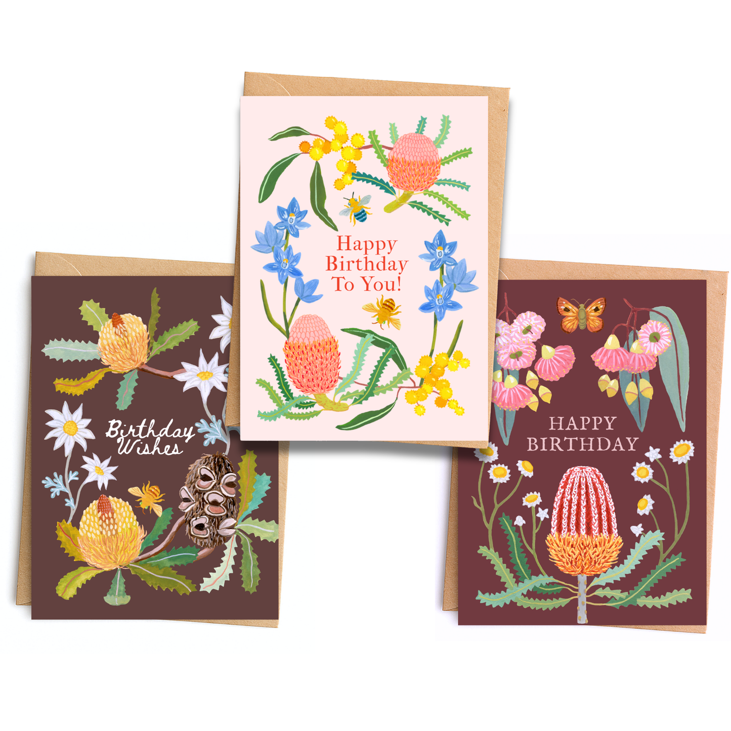 Birthday Greeting Card Pack of 3