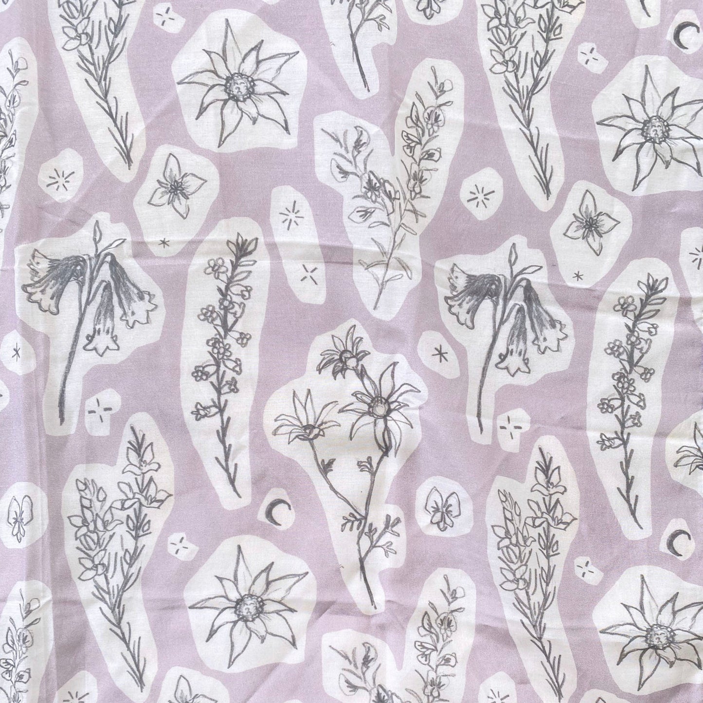Australian Heathland wildflowers 65 x 65cm square silk cotton scarf.