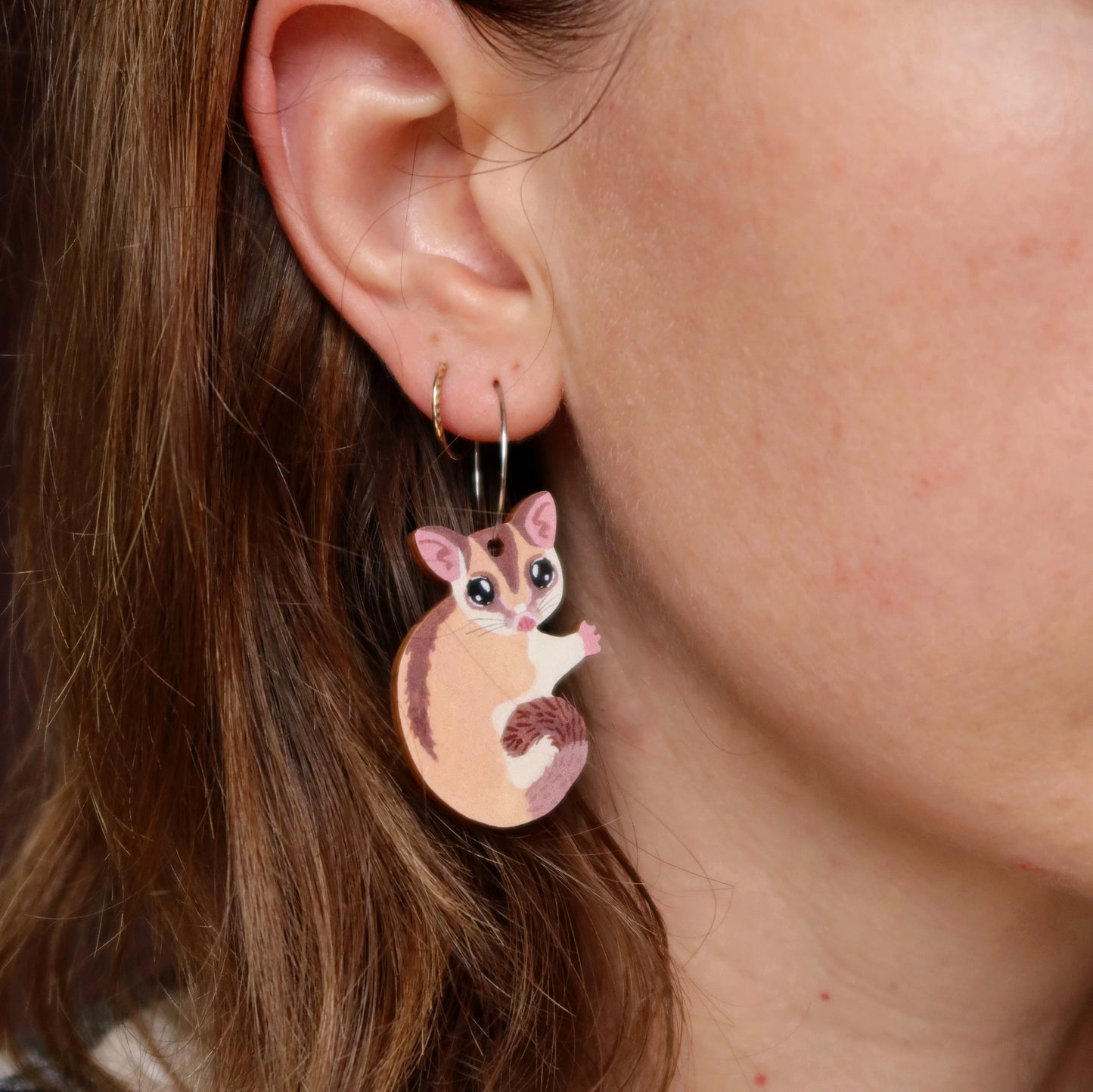 Sugar Glider Australian Animal Earrings