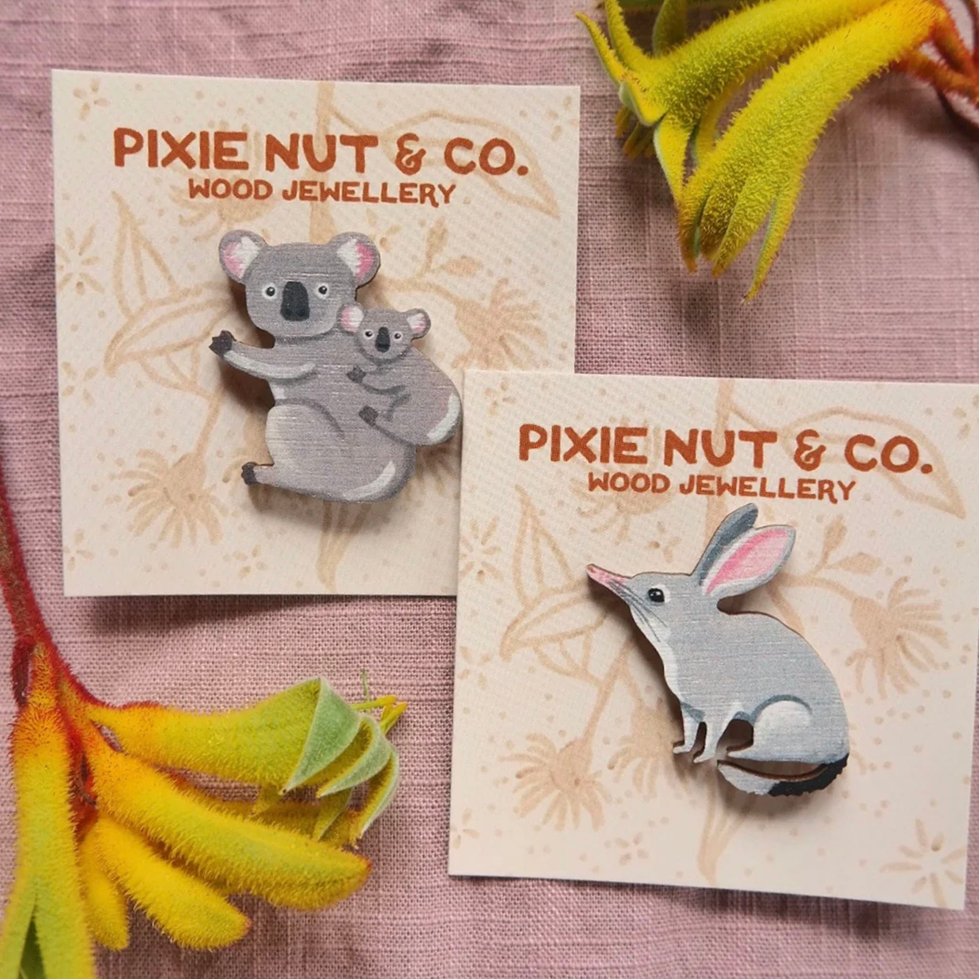 Australian bilby wooden animal pin