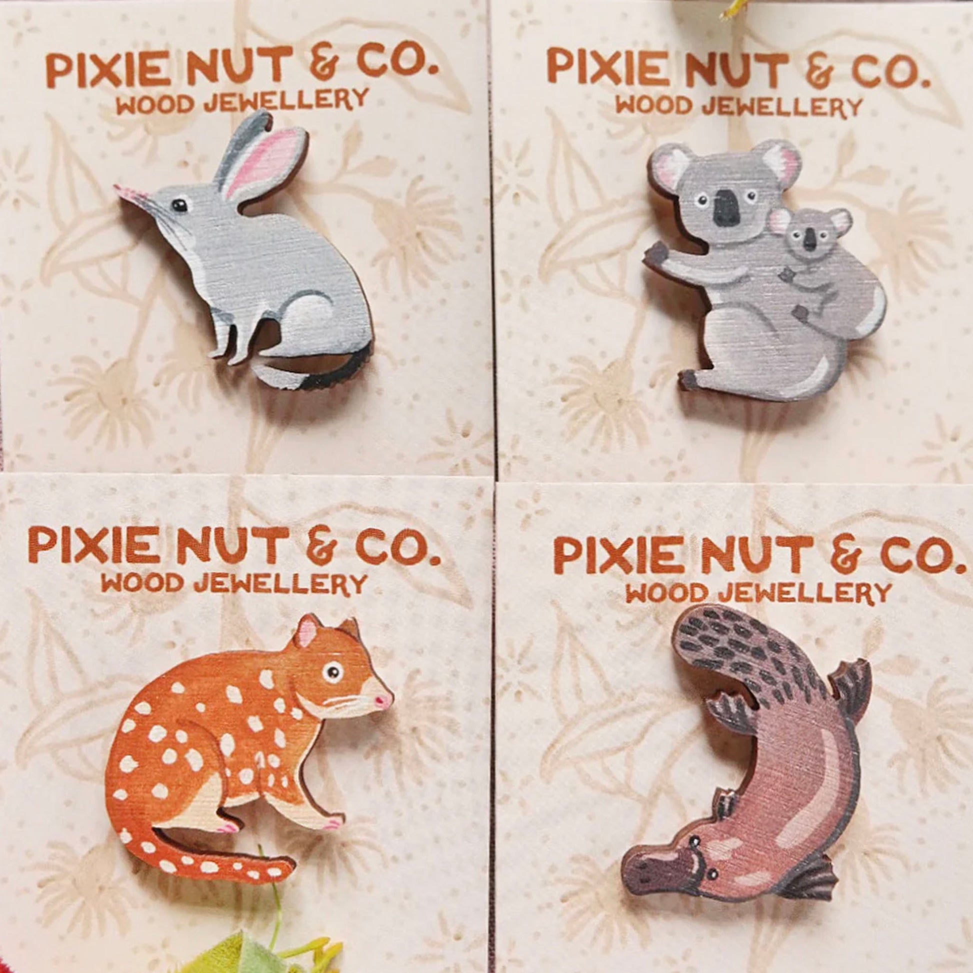 Australian native animal wooden pins