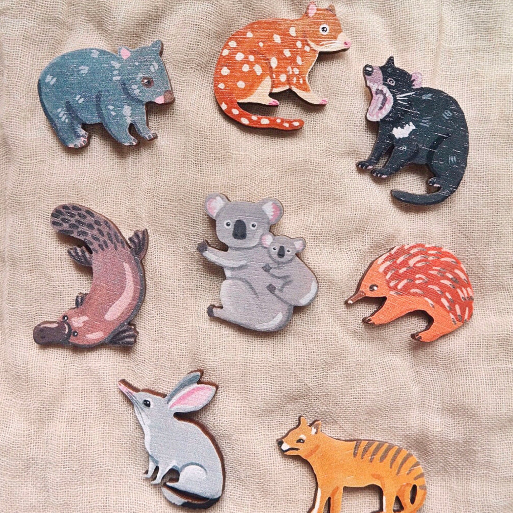 Australian native animal wooden pins