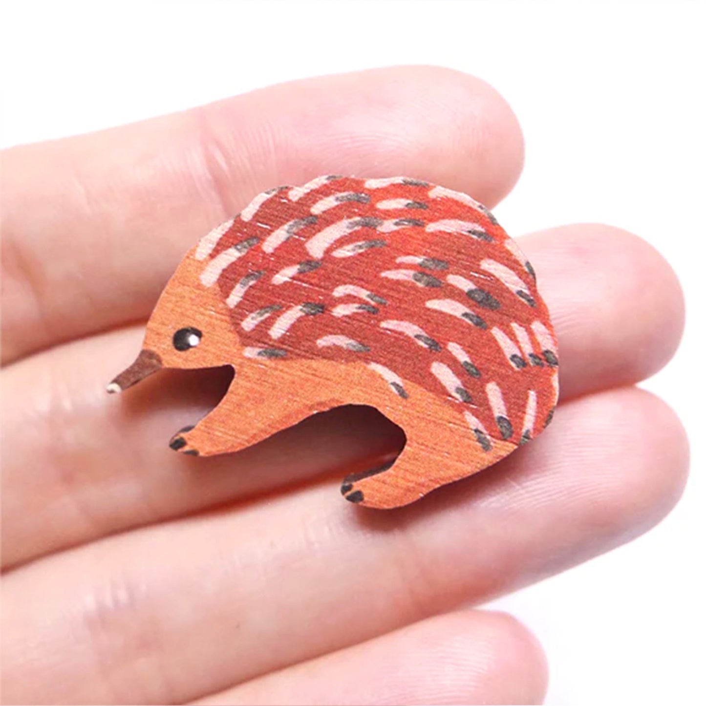 Australian echidna wooden animal pin