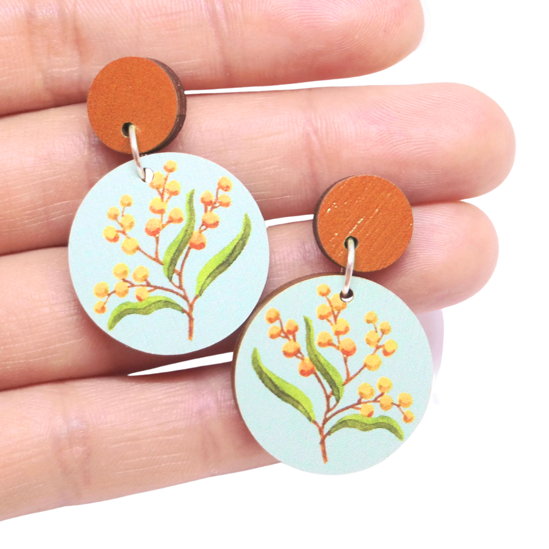 Golden Wattle Australian Wildflower Earrings