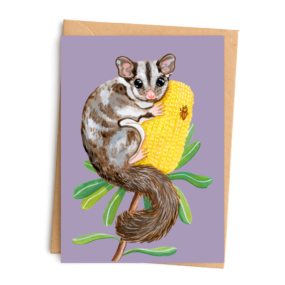 Sugar Glider & Banksia Greeting Card