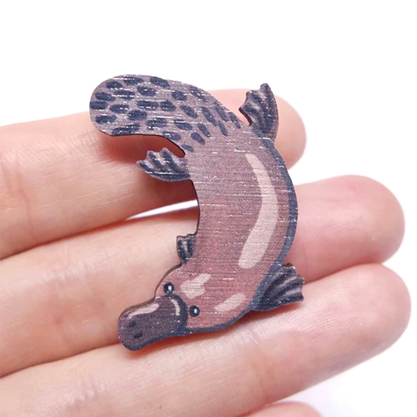 Australian platypus wooden animal pin