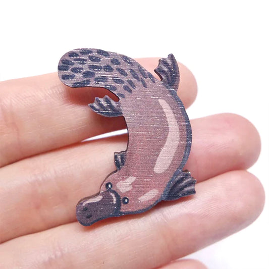 Australian platypus wooden animal pin