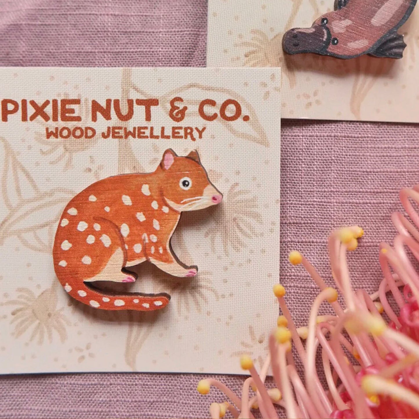 Australian quoll wooden pin