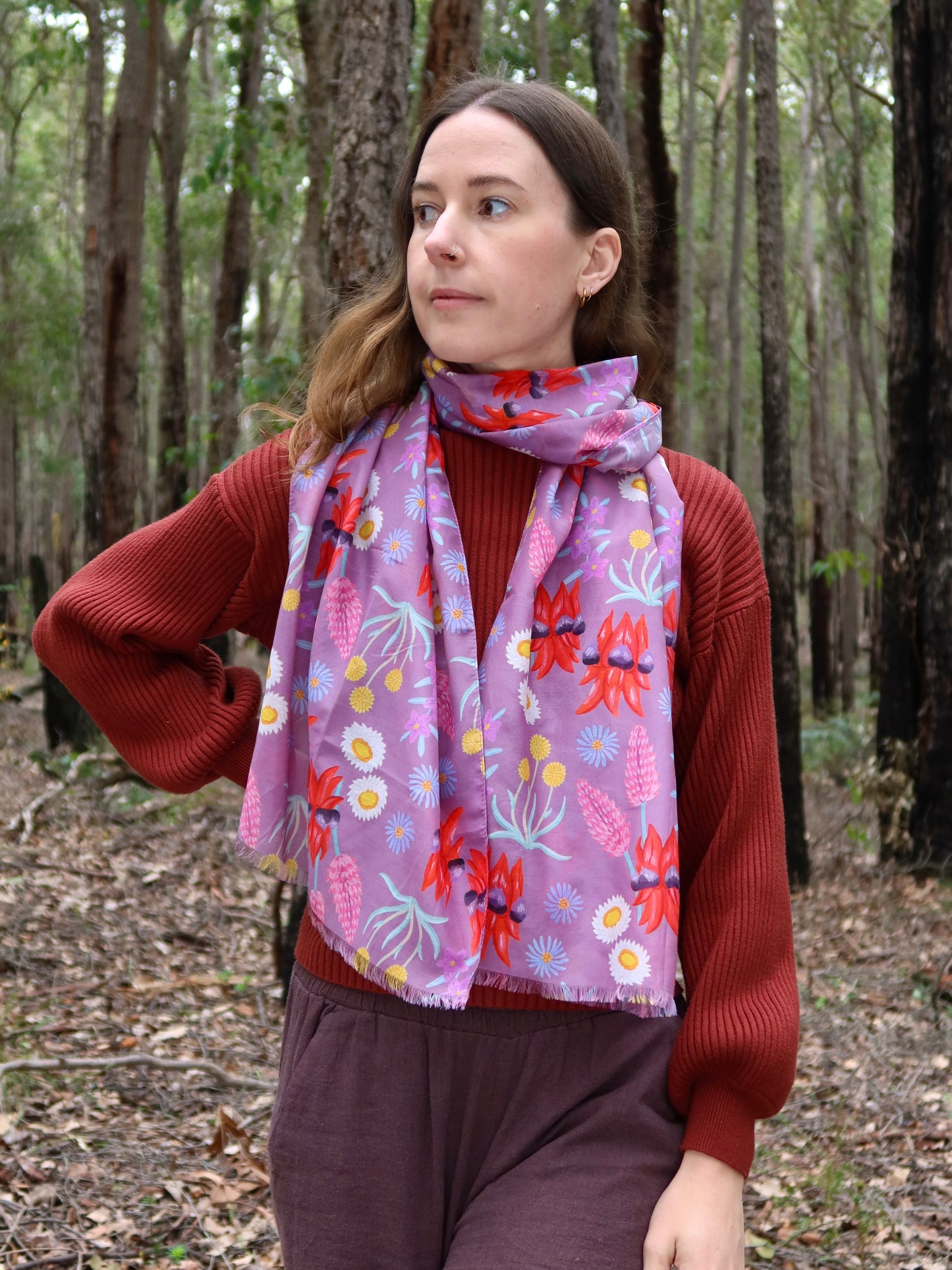Desert Bloom Australian Wildflower Silk/Cotton Scarf
