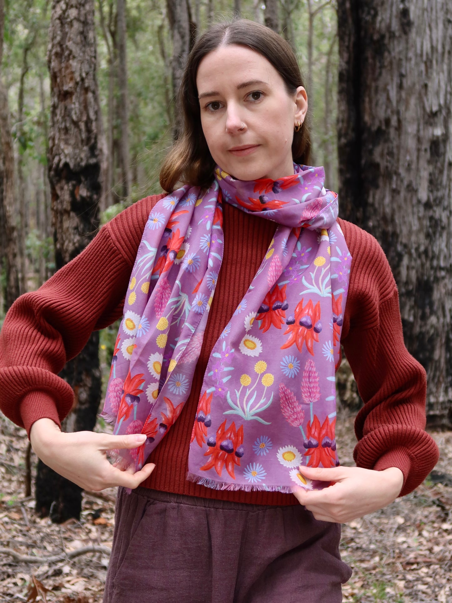 Desert Bloom Australian Wildflower Silk/Cotton Scarf