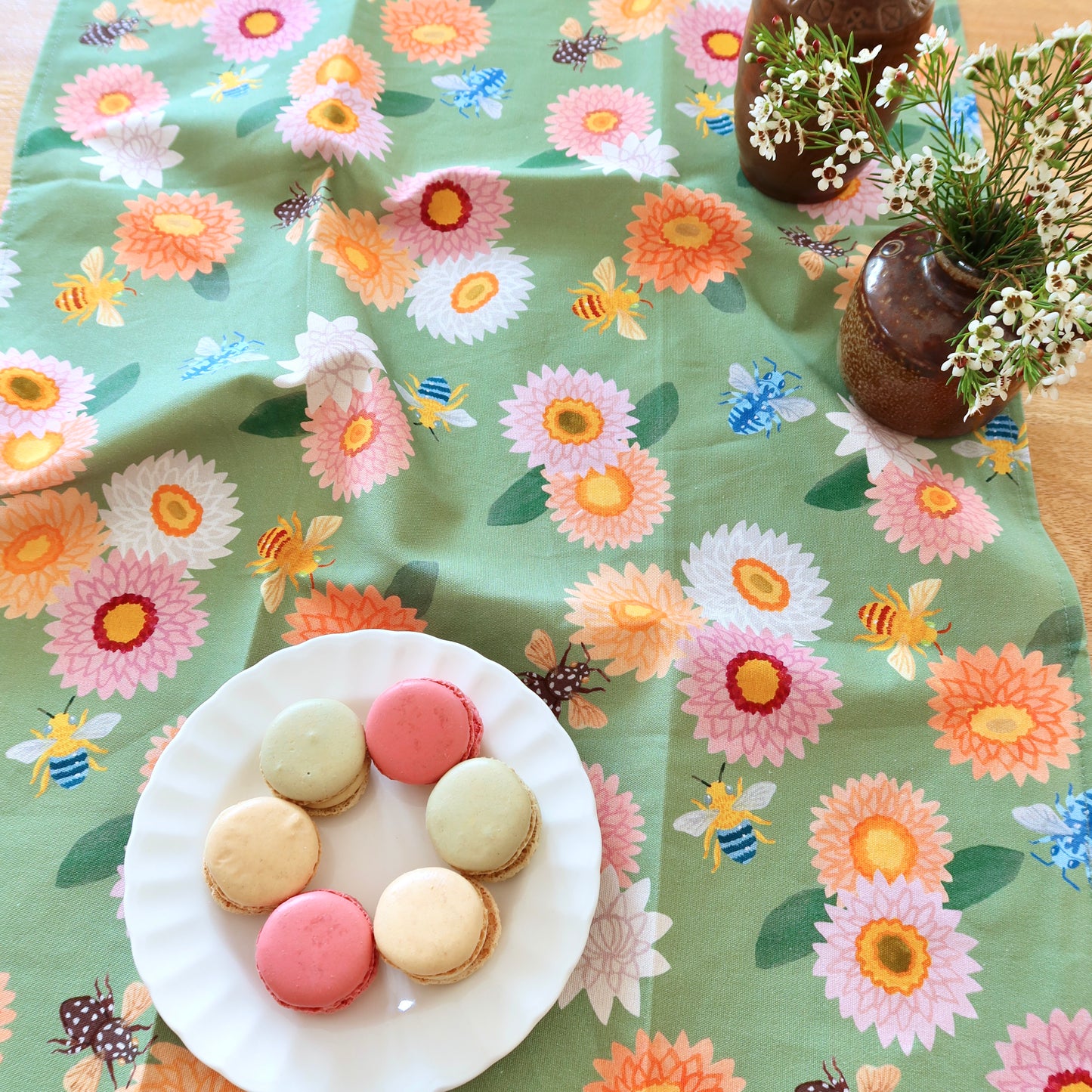 Strawflower & Bees Tea Towel