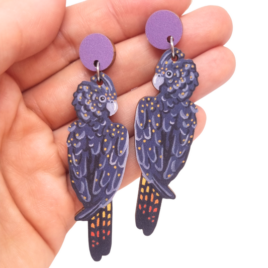 Black Cockatoo Australian Bird Earrings