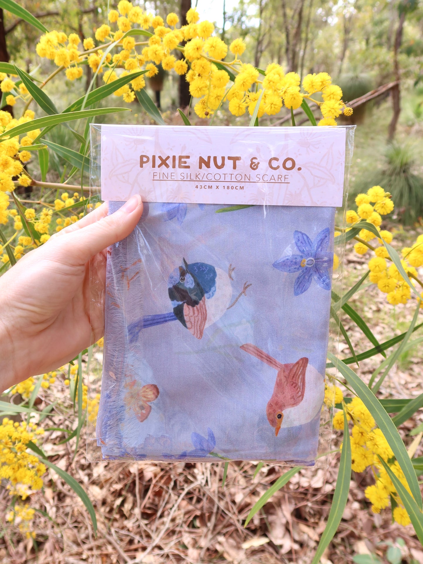 Fairy Australian Wren Silk/Cotton Scarf