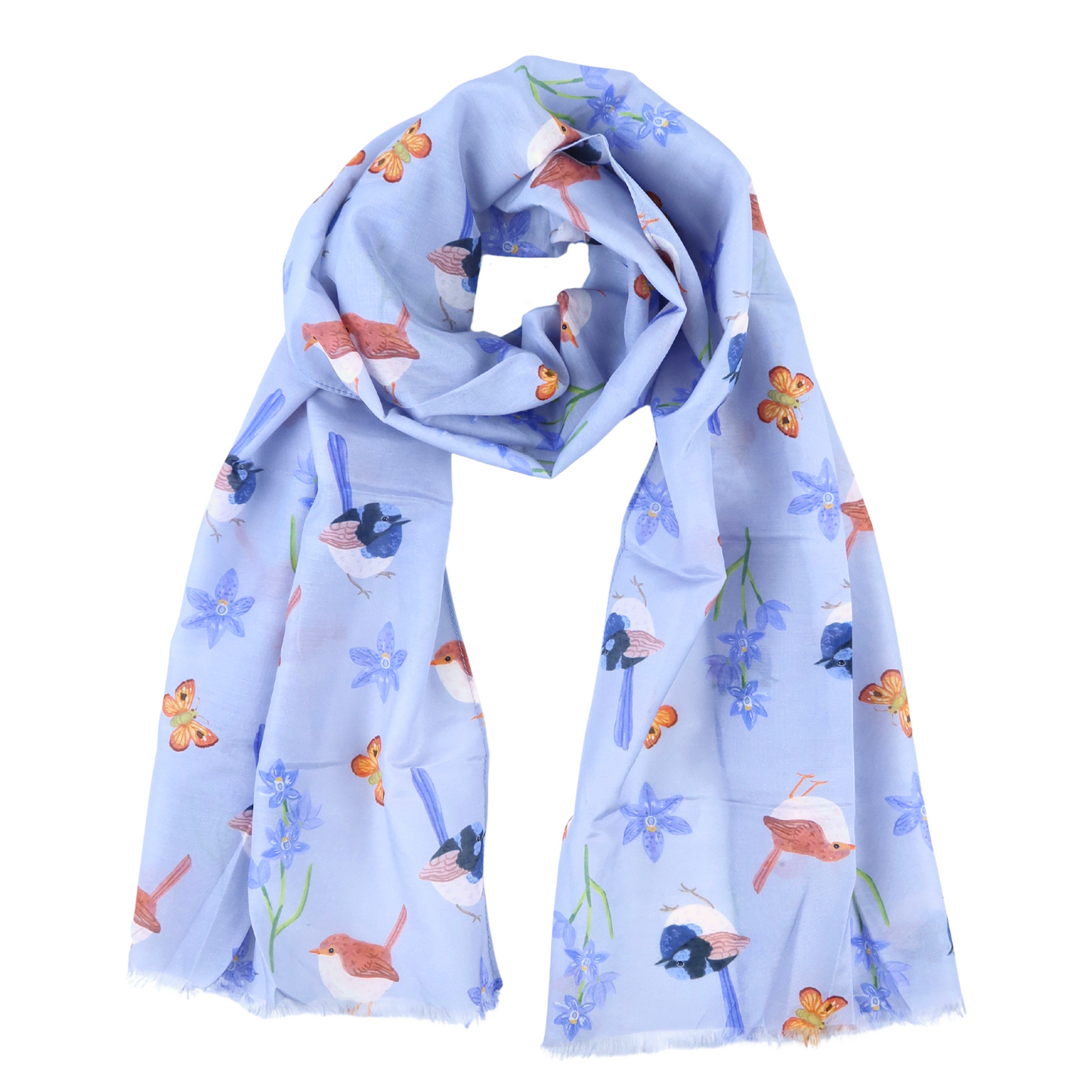 Fairy Australian Wren Silk/Cotton Scarf