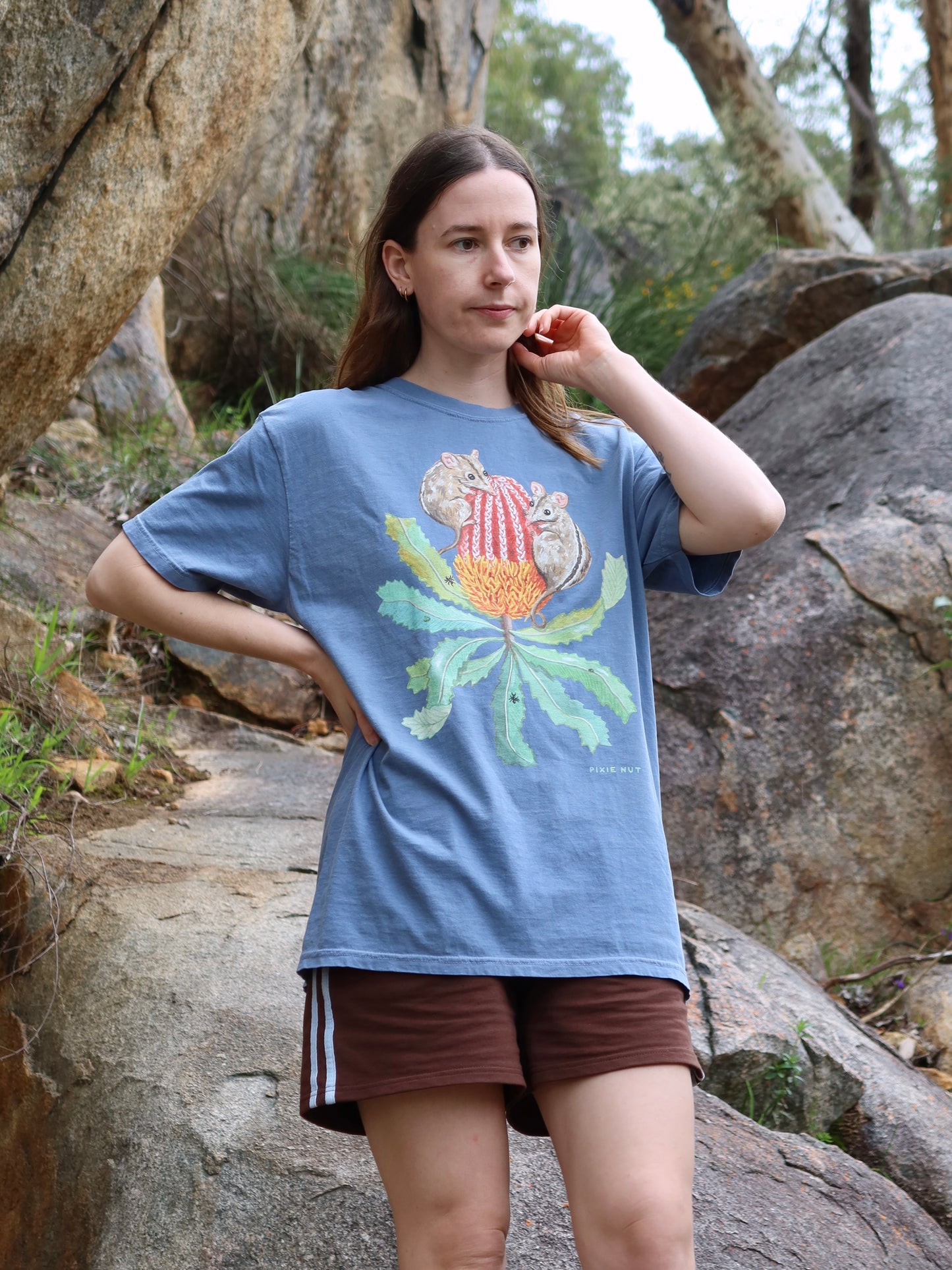 Honey Possum Tshirt (Blue Jean) ~ PREORDER