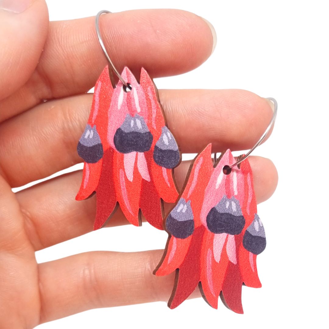 Sturt Pea Australian Wildflower Earrings