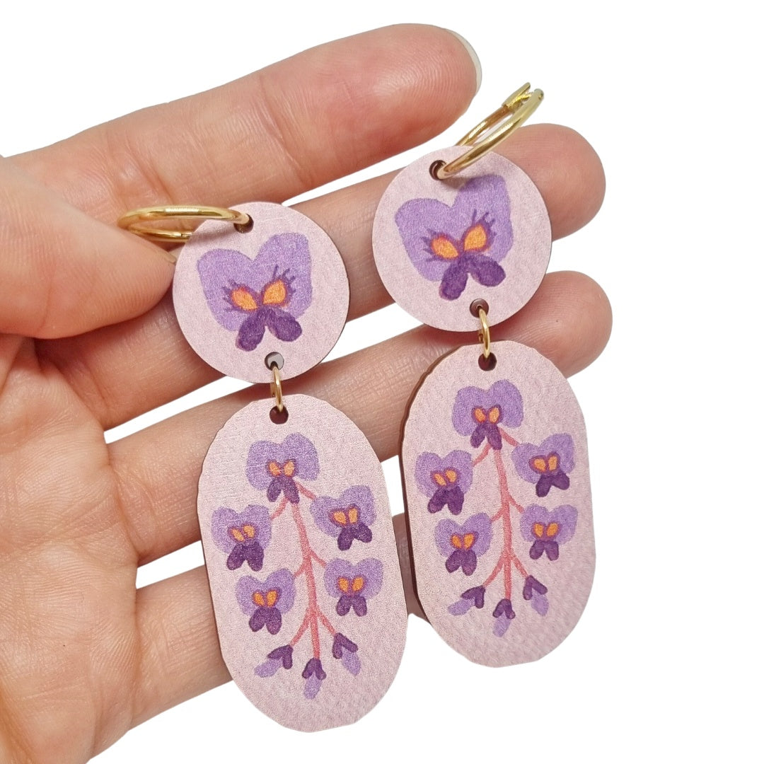 Native Wisteria Australian Wildflower Earrings
