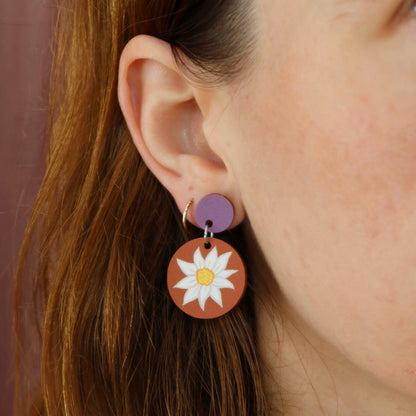 Flannel Flower Australian Wildflower Earrings - Rust