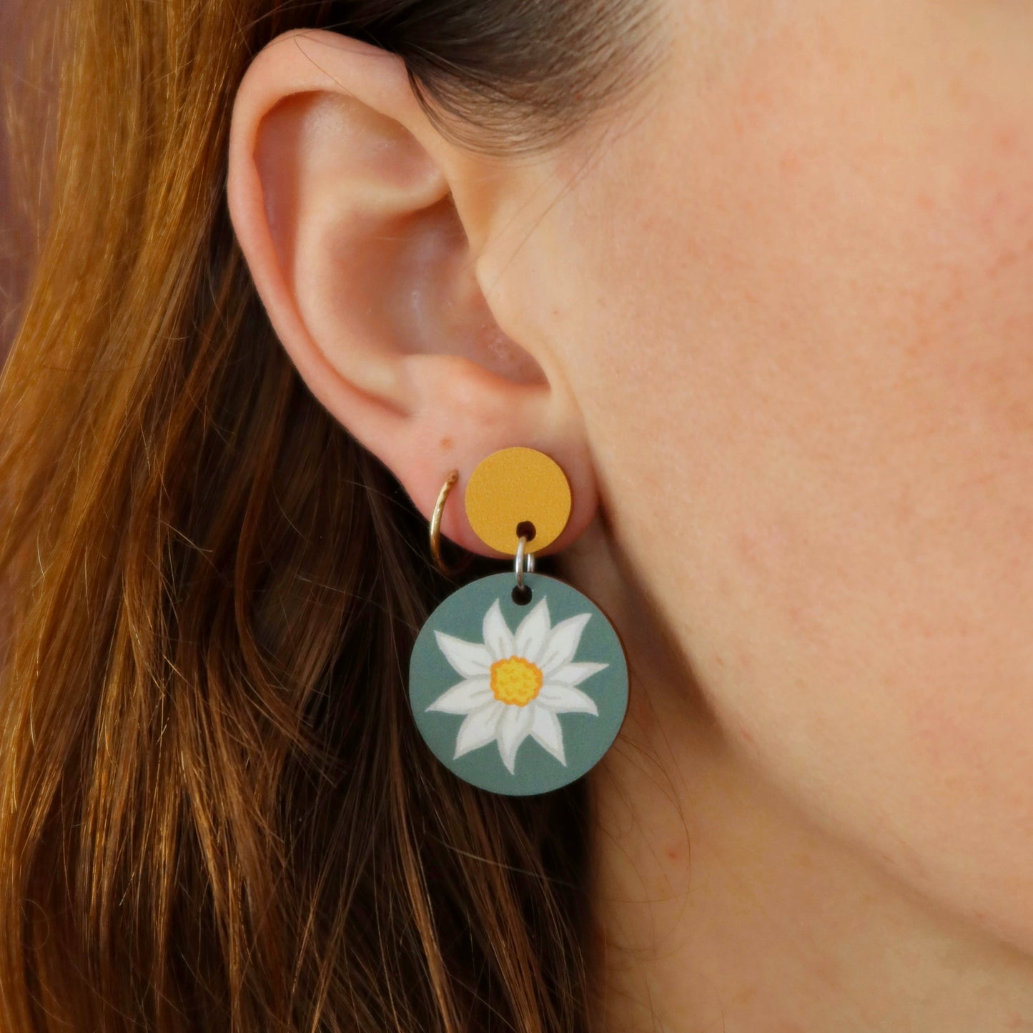 Flannel Flower Australian Wildflower Earrings - Green