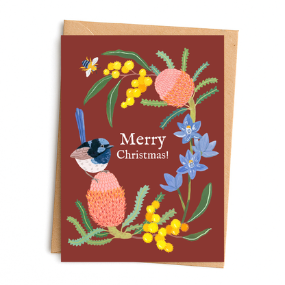 Merry Christmas Wren Greeting Card