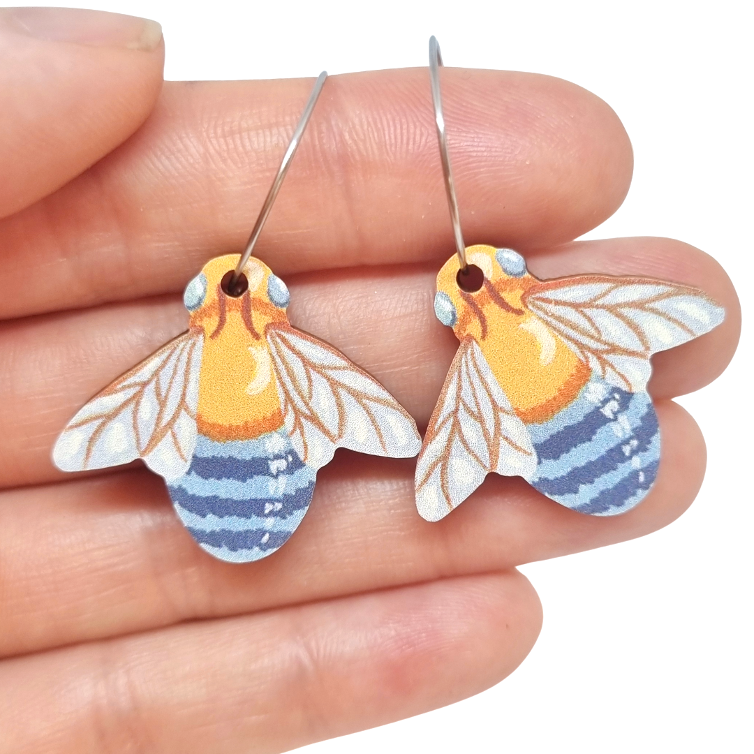 Blue Banded Australian Bee Earrings