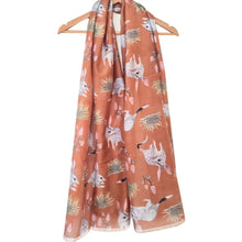 Load image into Gallery viewer, Australian native Bilby and wildflowers 180 x 65cm long silk cotton scarf.