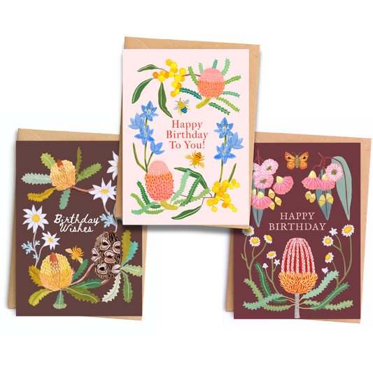 Birthday Greeting Card Pack of 3