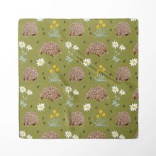 Load image into Gallery viewer, Australian Echidna and wildflowers 65 x 65cm square silk cotton scarf.