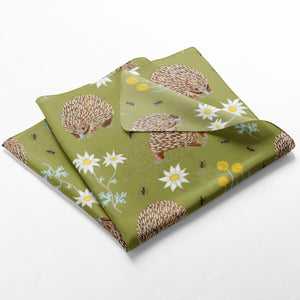 Australian Echidna and wildflowers 65 x 65cm square silk cotton scarf.