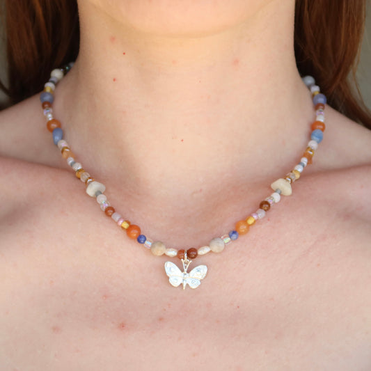 Beaded Necklace - Butterfly Charm