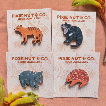 Australian native animal wooden pins