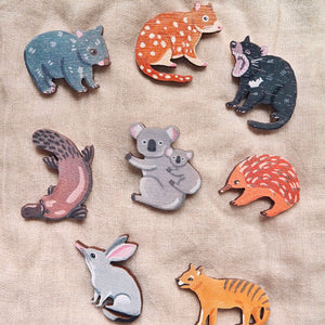 Australian native animal wooden animal pins
