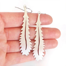 Load image into Gallery viewer, Australian Banksia Leaf stainless steel hook earrings.