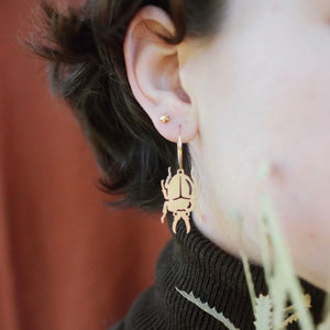 Australian Christmas Beetle gold plated hoop earrings.