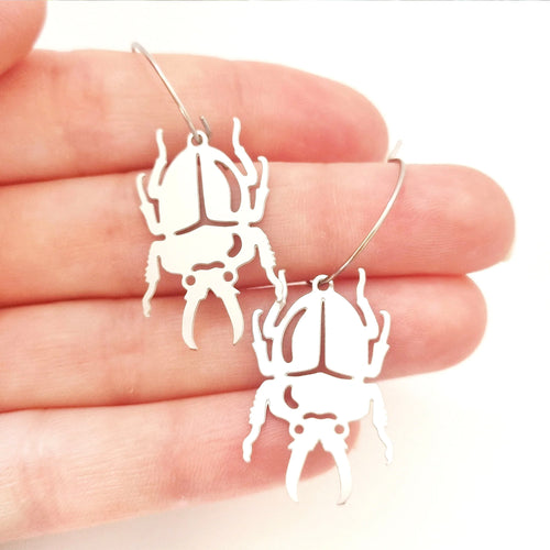 Australian Christmas Beetle stainless steel hoop earrings.