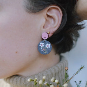 Australian wildflower Geraldton Wax wooden stud earrings