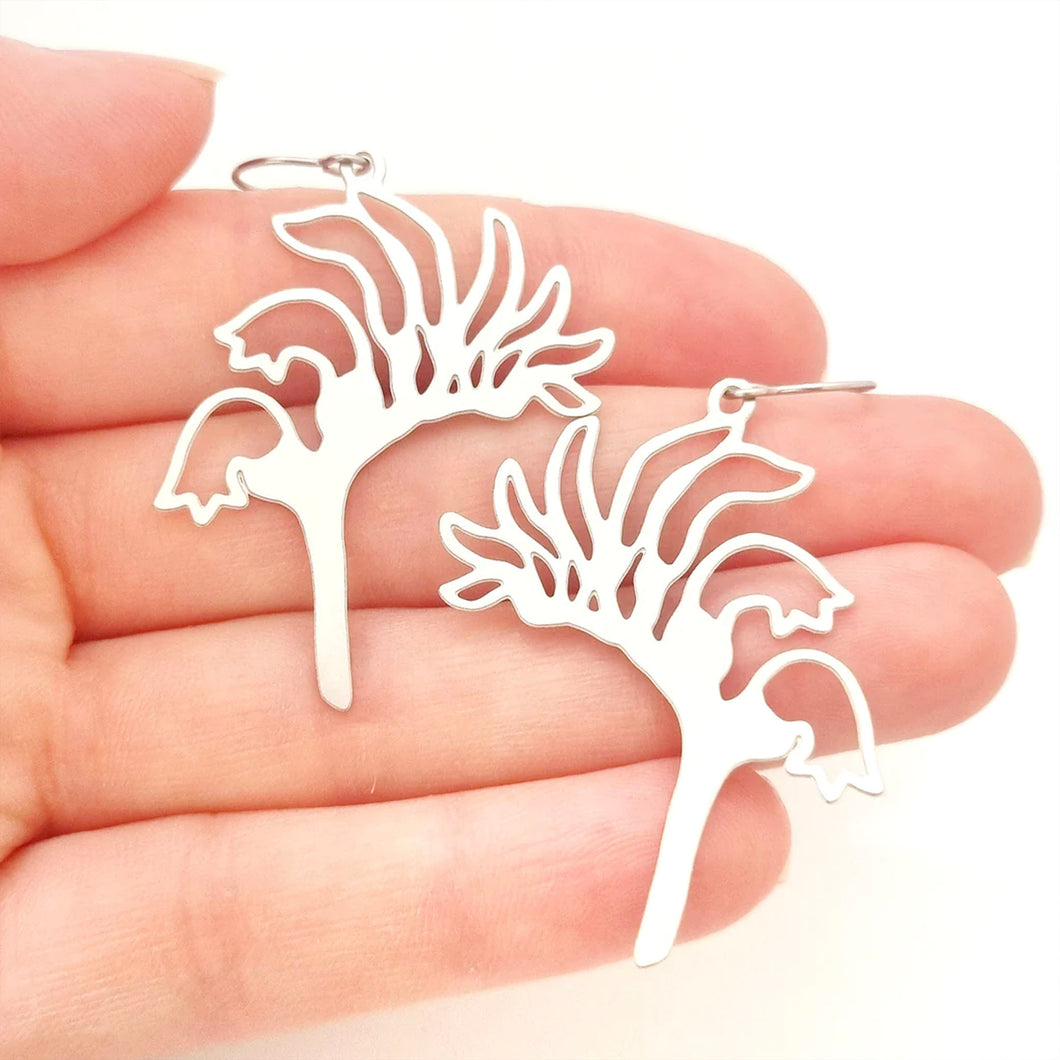 Australian wildflower Kangaroo Paw stainless steel hook earrings