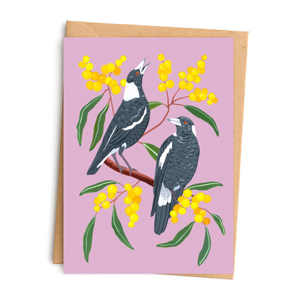 Magpie Wattle Greeting Card
