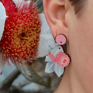 Australian wildflower Mottlecah wooden stud earrings