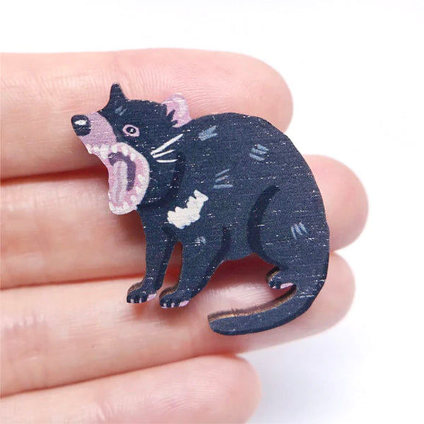 Australian Tasmanian devil wooden animal pin