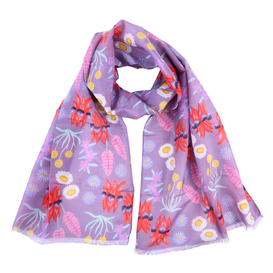 Desert Bloom Australian Wildflower Silk/Cotton Scarf