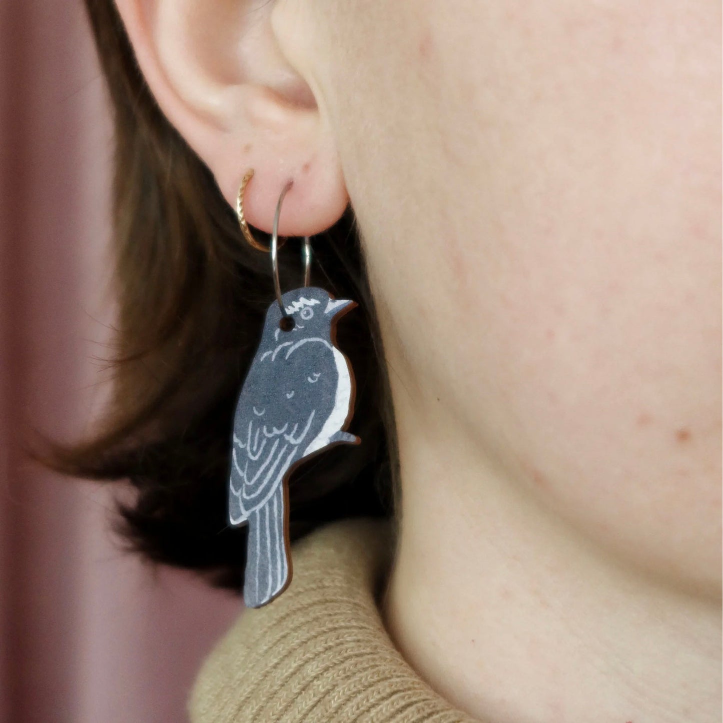 Willie Wagtail Australian Bird Earrings
