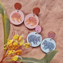 Load image into Gallery viewer, Australian native animal Wombat wooden stud earrings