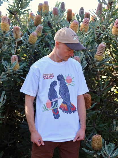 Black Cockatoo T-shirt ~ White