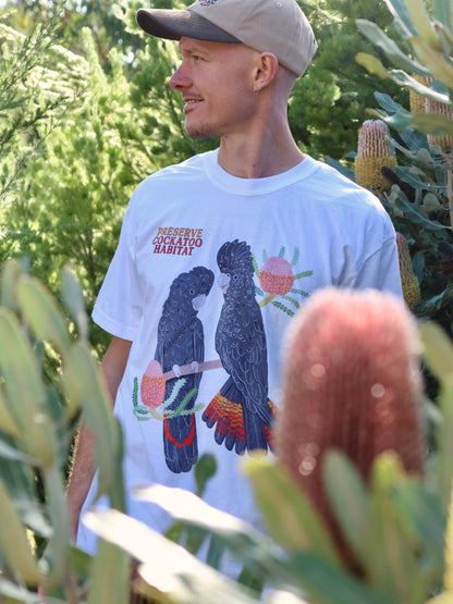 Black Cockatoo T-shirt ~ White