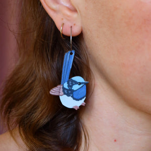 Blue Wren Australian Bird Earrings
