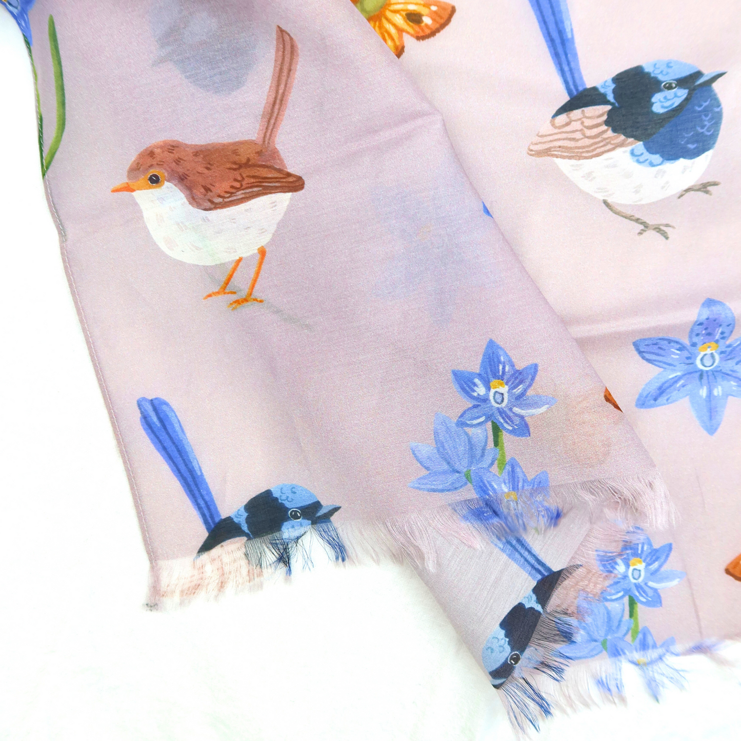 Fairy Wren Silk/Cotton Scarf